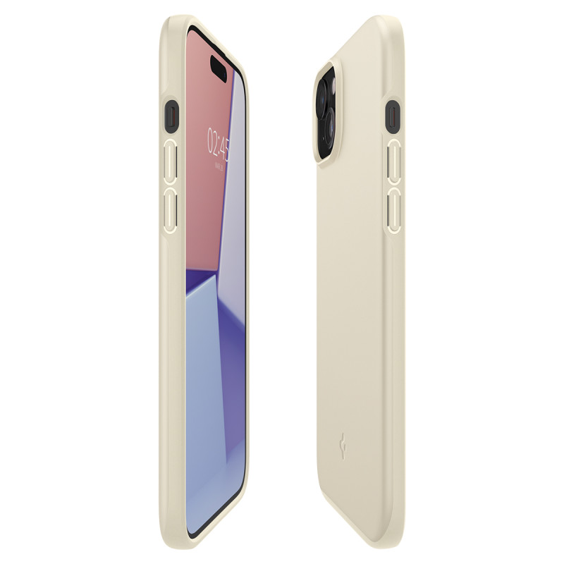 Apsauginis dėklas iPhone 15 Plus Thin Fit, smėlio spalvos