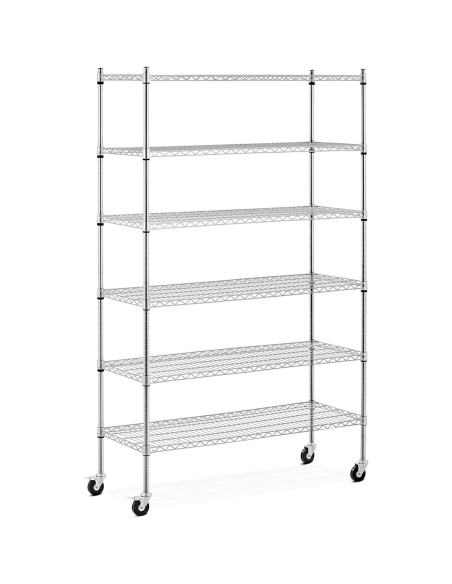 Ažūrinės vielos laikymo lentynos ant ratukų 6 lentynos iki 90 kg 120x45x189 cm Ažūrinės vielos laikymo lentynos ant ratukų 6 lentynos iki 90 kg 120x45x189 cm