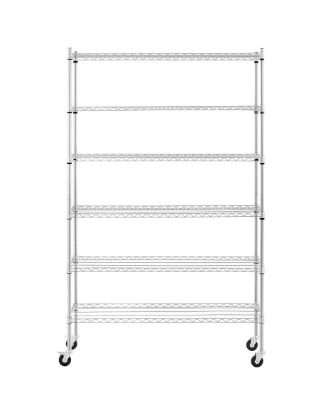 Ažūrinės vielos laikymo lentynos ant ratukų 6 lentynos iki 90 kg 120x45x189 cm Ažūrinės vielos laikymo lentynos ant ratukų 6 lentynos iki 90 kg 120x45x189 cm