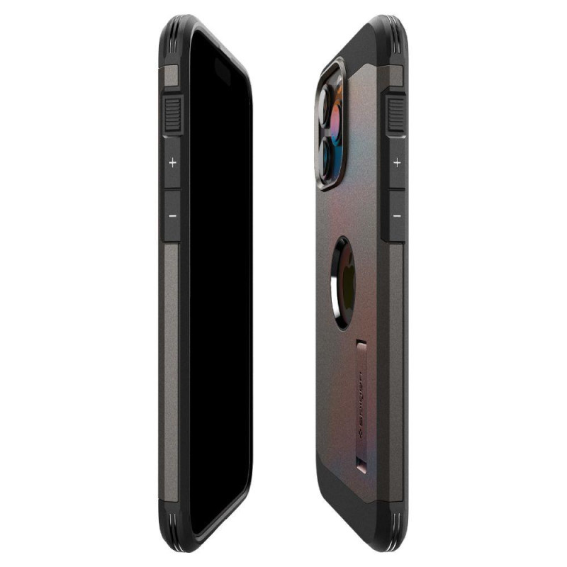 Tvirtas Armor MagSafe dėklas, skirtas iPhone 15 Pro, metalinis pilkas