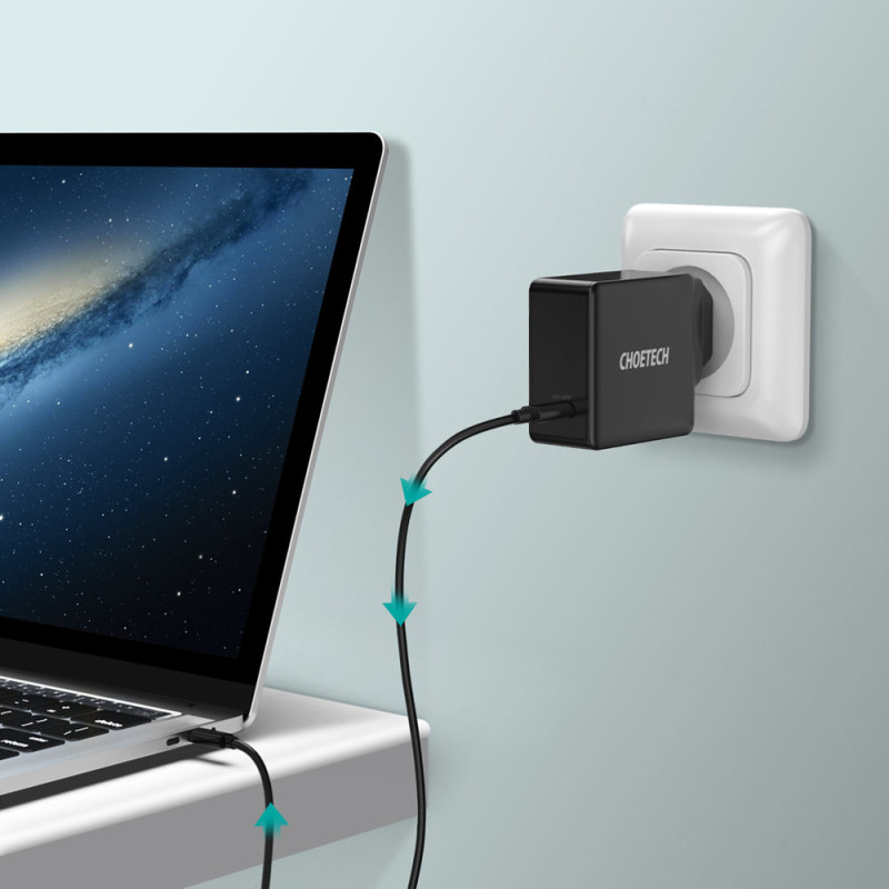 Greitas įkroviklis USB Type C PD 60W 3A juodas