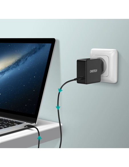 Greitas įkroviklis USB Type C PD 60W 3A juodas Greitas įkroviklis USB Type C PD 60W 3A juodas