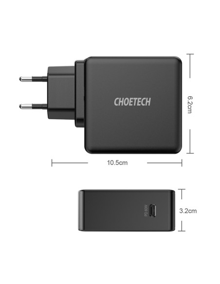 Greitas įkroviklis USB Type C PD 60W 3A juodas Greitas įkroviklis USB Type C PD 60W 3A juodas