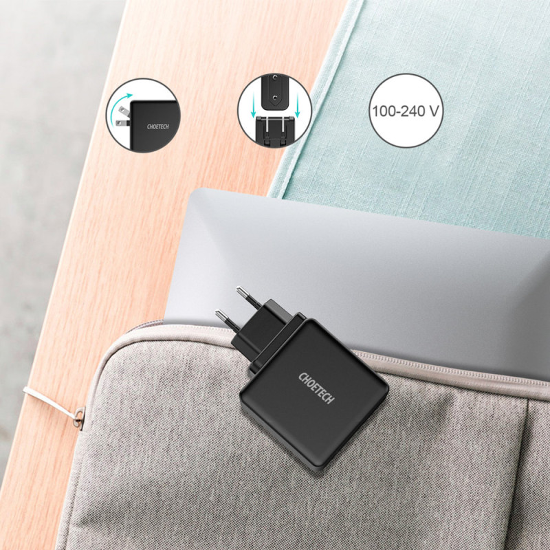 Greitas įkroviklis USB Type C PD 60W 3A juodas