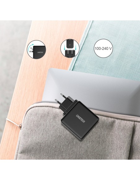 Greitas įkroviklis USB Type C PD 60W 3A juodas Greitas įkroviklis USB Type C PD 60W 3A juodas