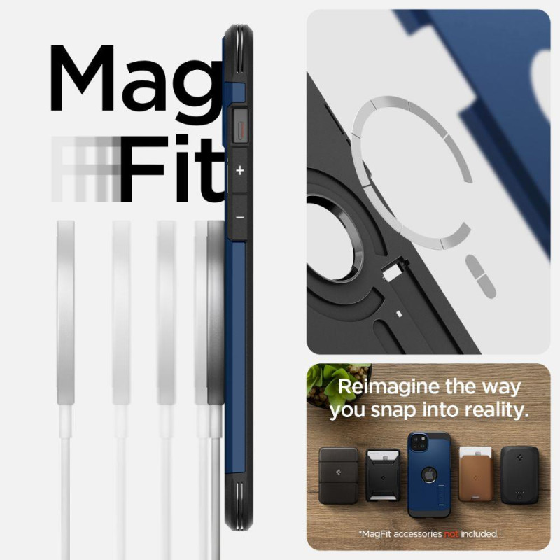 Tvirtas Armor MagSafe dėklas skirtas iPhone 15 mėlynas