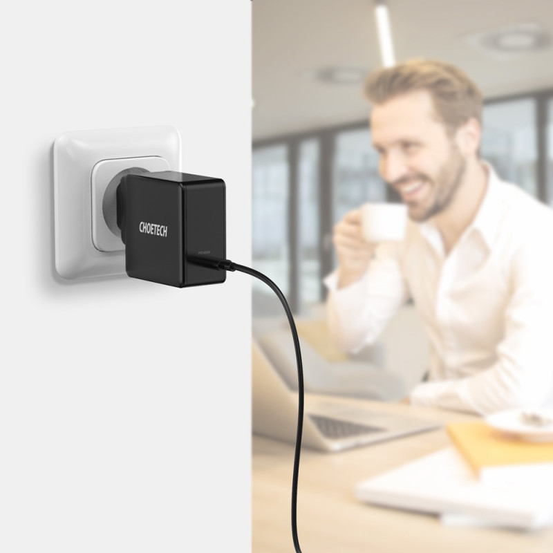 Greitas įkroviklis USB Type C PD 60W 3A juodas