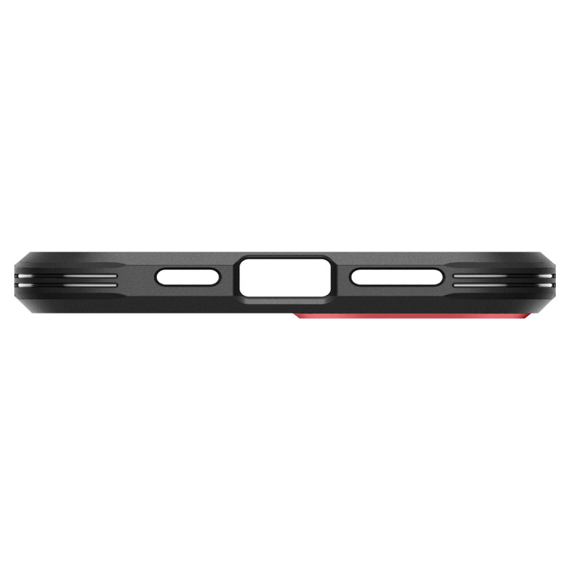 Tvirtas Armor MagSafe dėklas su stovu iPhone 15, raudonas