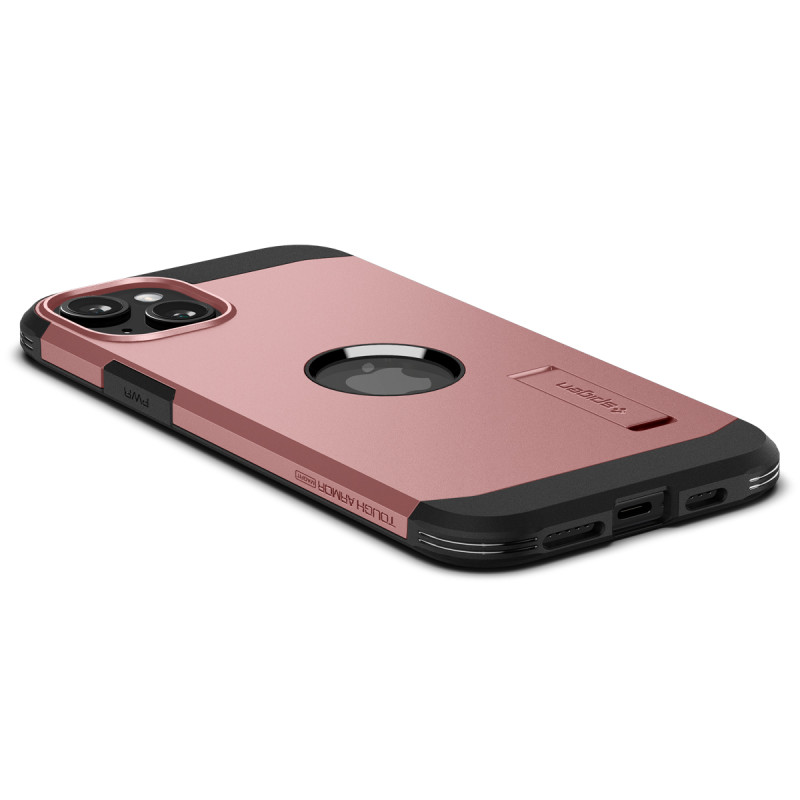 Tvirtas Armor MagSafe dėklas su stovu iPhone 15, rožinis