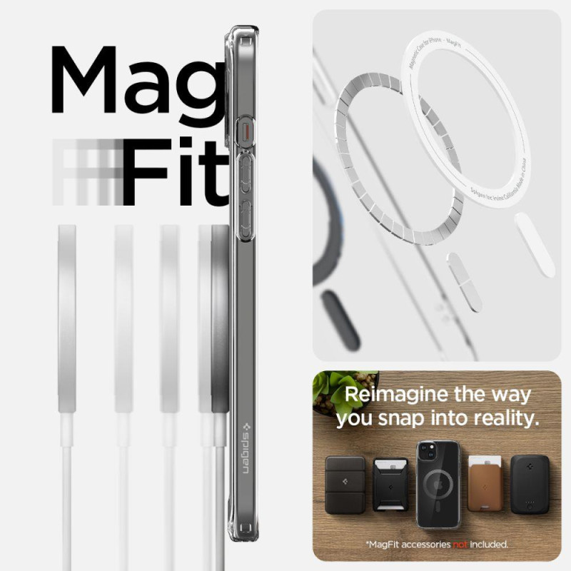 Ultra Hybrid Mag dėklas su MagSafe, skirtas iPhone 15, pilkas