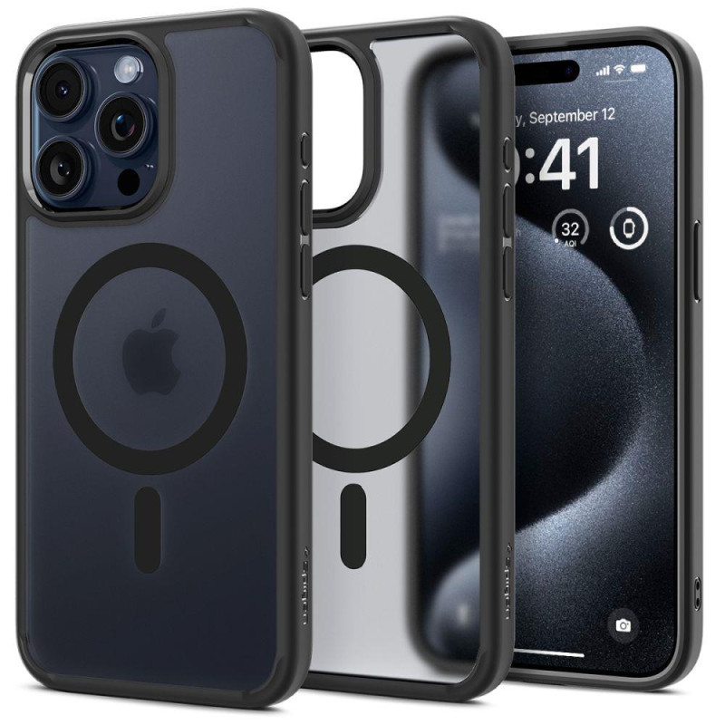
Ultra Hybrid Mag dėklas su MagSafe, skirtas iPhone 15 Pro, skaidrus ir juodas
