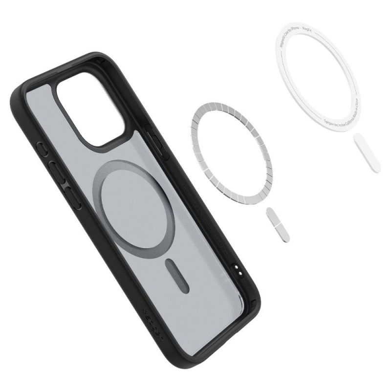 Ultra Hybrid Mag dėklas su MagSafe, skirtas iPhone 15 Pro, skaidrus ir juodas