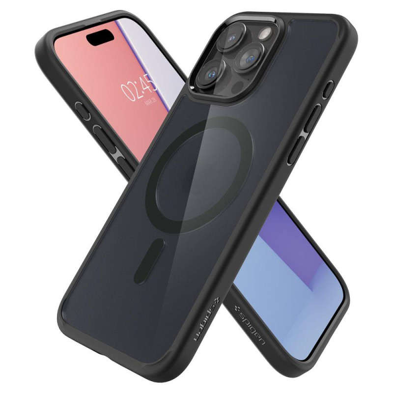 Ultra Hybrid Mag dėklas su MagSafe, skirtas iPhone 15 Pro, skaidrus ir juodas