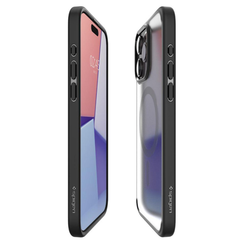 Ultra Hybrid Mag dėklas su MagSafe, skirtas iPhone 15 Pro Max, skaidrus ir juodas
