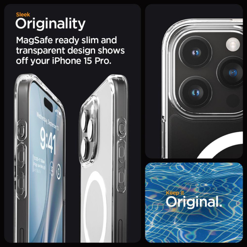 Ultra Hybrid Mag dėklas su MagSafe, skirtas iPhone 15 Pro, skaidrus
