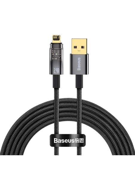 Explorer serijos laidas USB laidas Iphone Lightning 2.4A 2 m juodas Explorer serijos laidas USB laidas Iphone Lightning 2.4A 2 m juodas