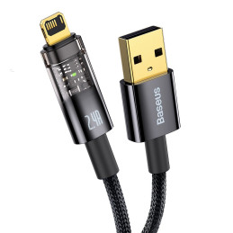 Explorer serijos laidas USB laidas Iphone Lightning 2.4A 2 m juodas