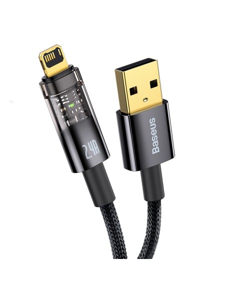 Explorer serijos laidas USB laidas Iphone Lightning 2.4A 2 m juodas Explorer serijos laidas USB laidas Iphone Lightning 2.4A 2 m juodas