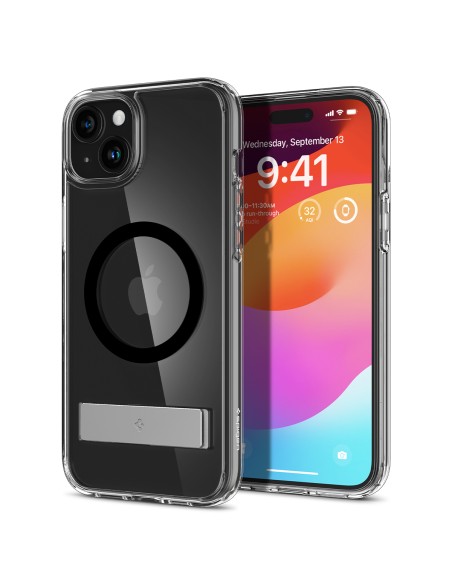 
Ultra Hybrid S MagSafe dėklas su stovu iPhone 15, juodas
