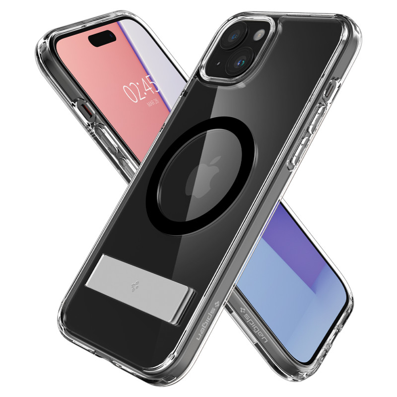 
Ultra Hybrid S MagSafe dėklas su stovu iPhone 15, juodas
