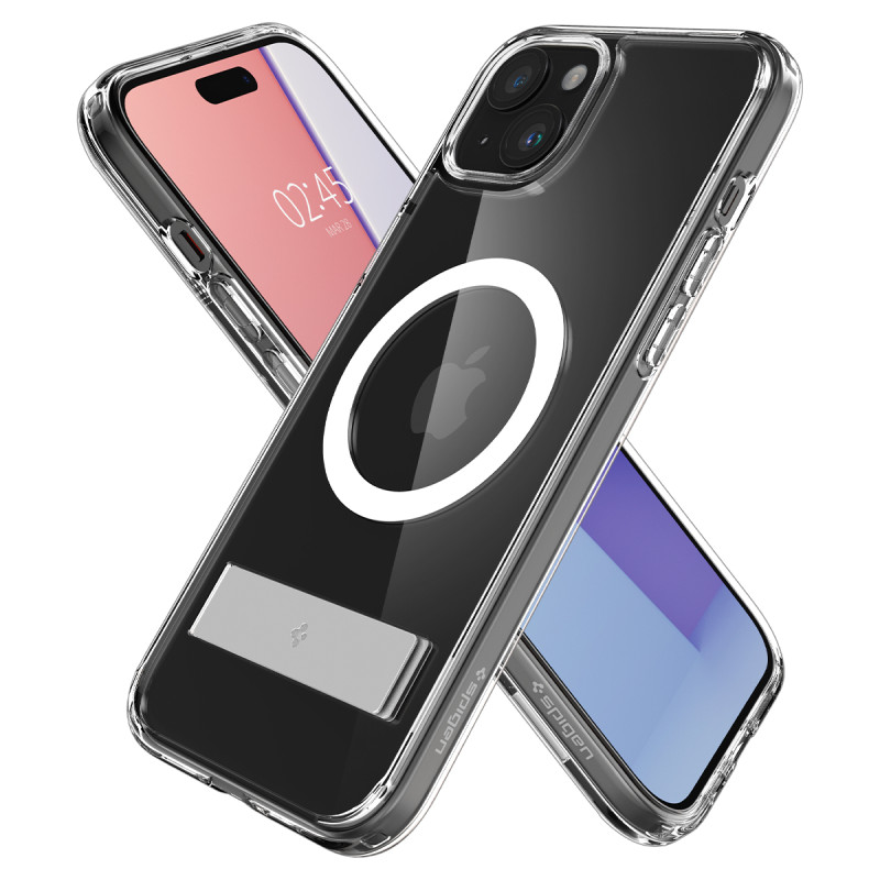 Ultra Hybrid S MagSafe dėklas su stovu iPhone 15 Plus, skaidrus