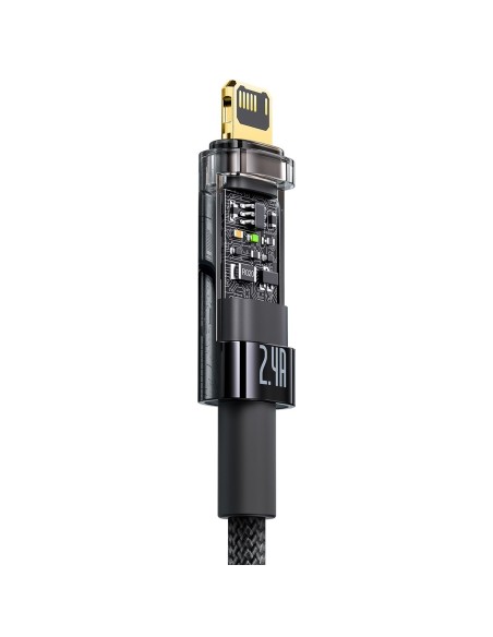 Explorer serijos laidas USB laidas Iphone Lightning 2.4A 2 m juodas Explorer serijos laidas USB laidas Iphone Lightning 2.4A 2 m juodas