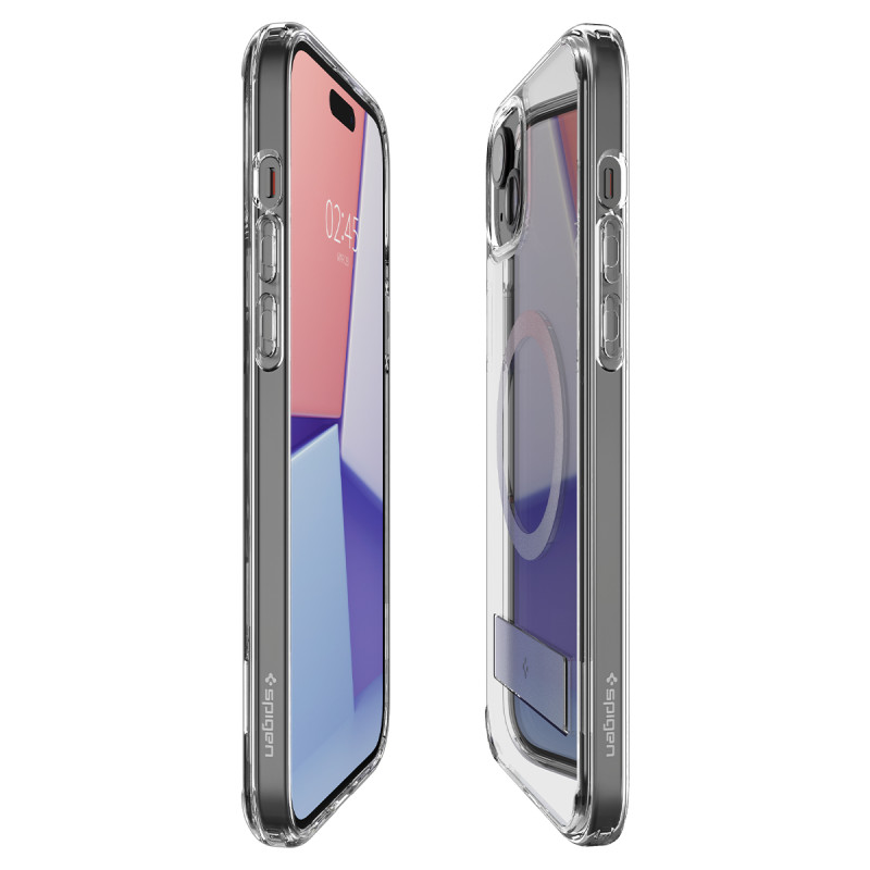 Ultra Hybrid S MagSafe dėklas su stovu iPhone 15 Plus, skaidrus