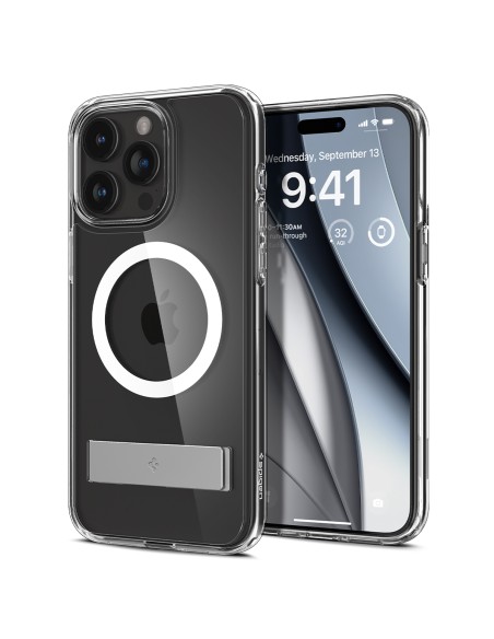
Ultra Hybrid S MagSafe dėklas su stovu iPhone 15 Pro, skaidrus
