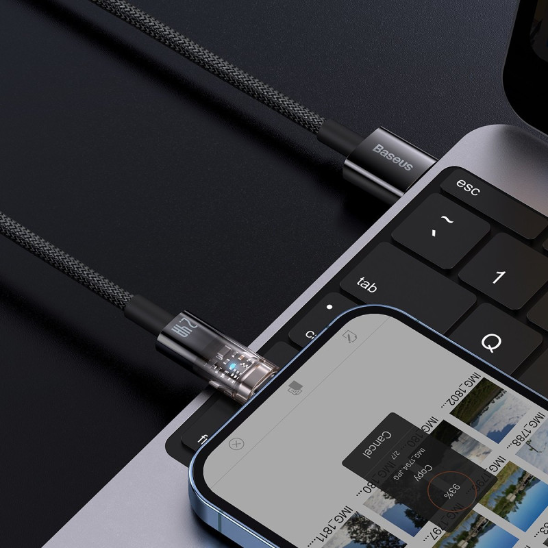Explorer serijos laidas USB laidas Iphone Lightning 2.4A 2 m juodas