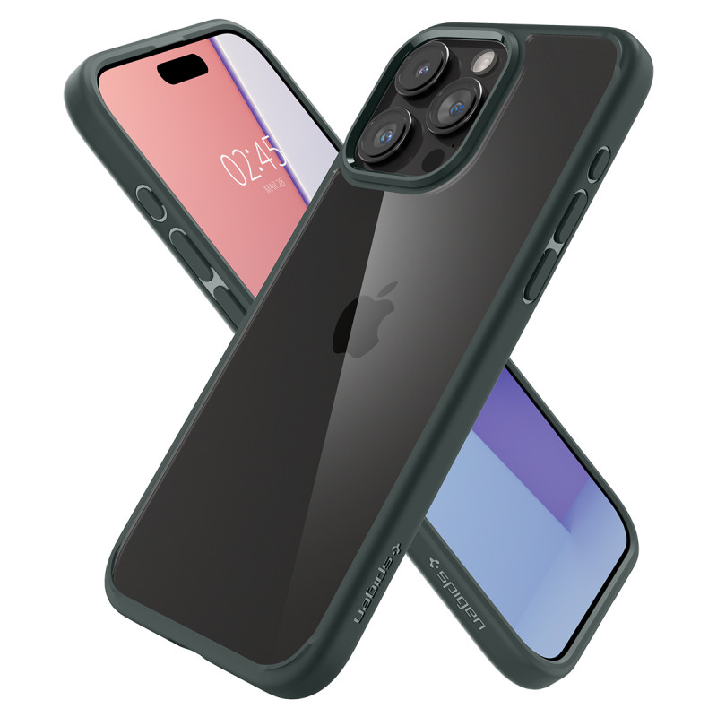 Ultra Hybrid dėklas skirtas iPhone 15 Pro Max, tamsiai žalias