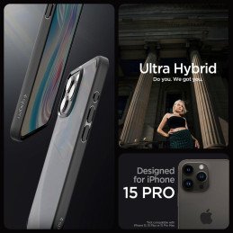 
Ultra Hybrid dėklas skirtas iPhone 15 Pro, skaidrus ir juodas
