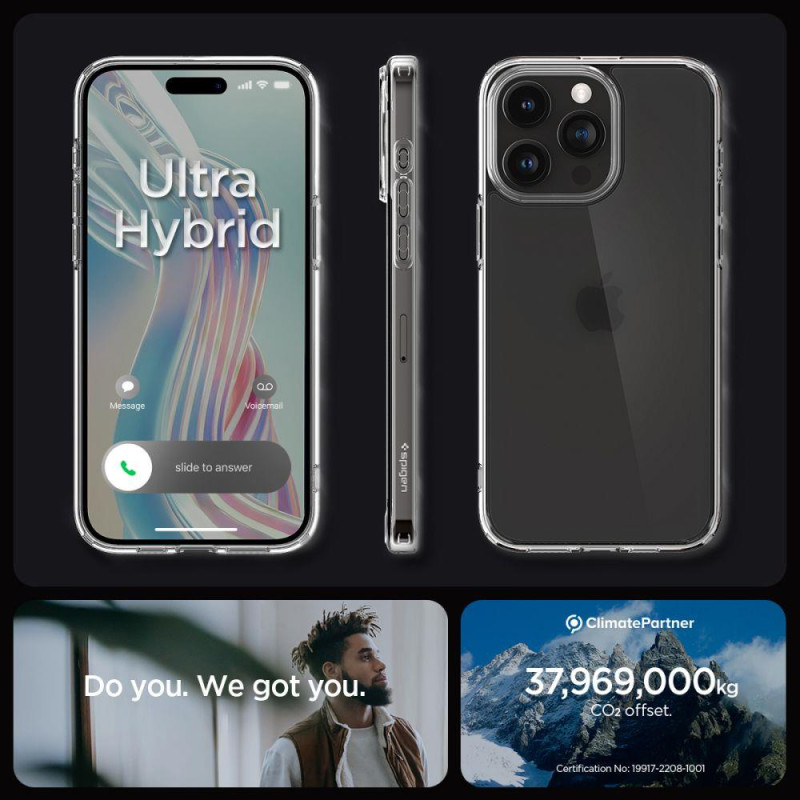 Ultra Hybrid dėklas iPhone 15 Pro Max skaidrus