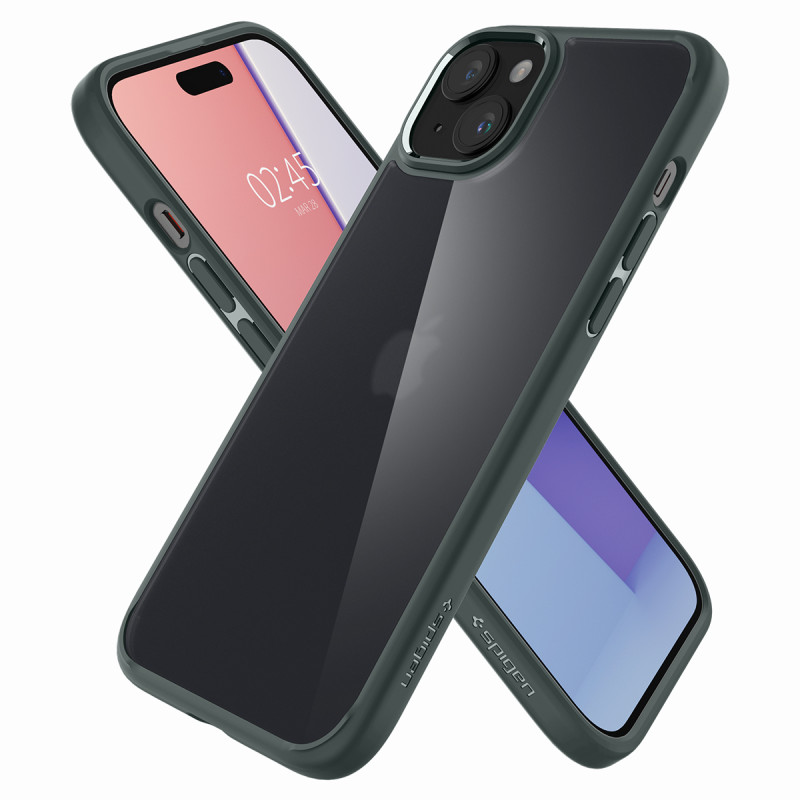 Ultra Hybrid dėklas skirtas iPhone 15, tamsiai žalias