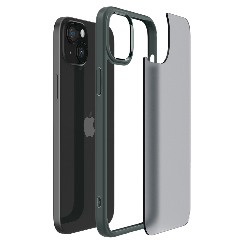 Ultra Hybrid dėklas skirtas iPhone 15, tamsiai žalias