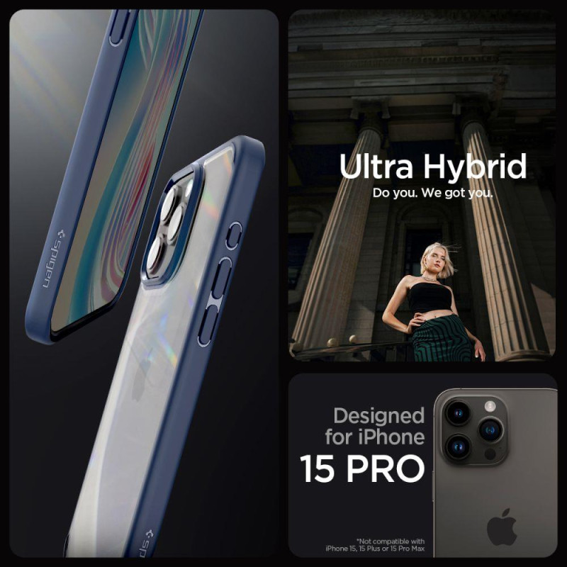 Ultra Hybrid dėklas iPhone 15 Pro mėlynas