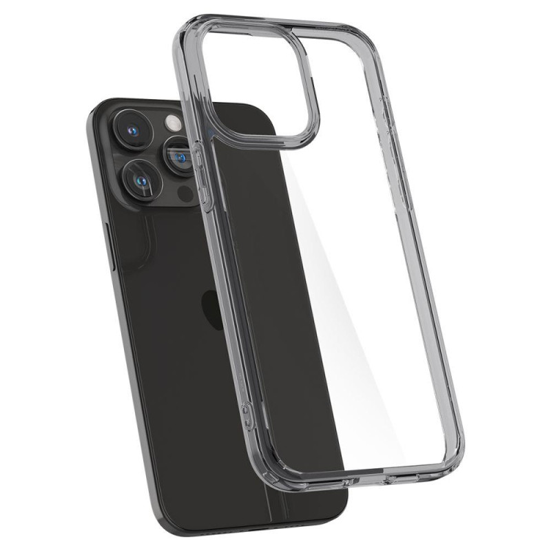 Ultra Hybrid dėklas skirtas iPhone 15 Pro Max, skaidrus ir pilkas