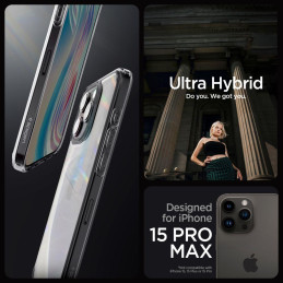 
Ultra Hybrid dėklas skirtas iPhone 15 Pro Max, skaidrus ir pilkas
