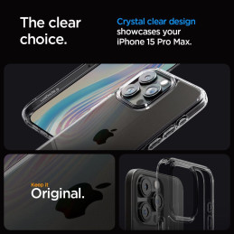 
Ultra Hybrid dėklas skirtas iPhone 15 Pro Max, skaidrus ir pilkas
