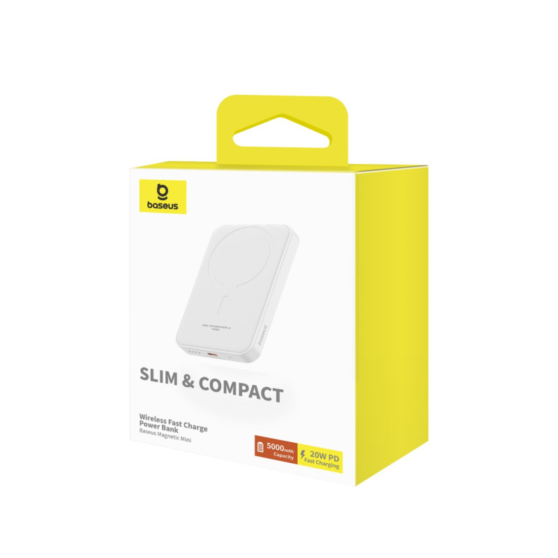 Mini maitinimo blokas 5000mAh 20W + USB-C laidas 20V / 3A baltas