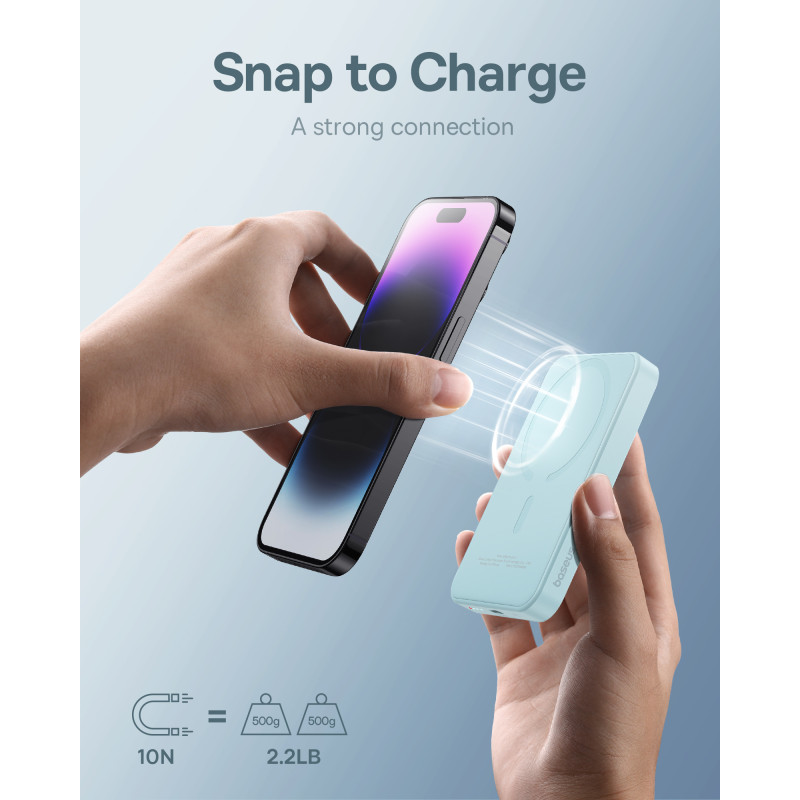 
Mini maitinimo blokas 5000mAh 20W + USB-C laidas 20V / 3A mėlynas
