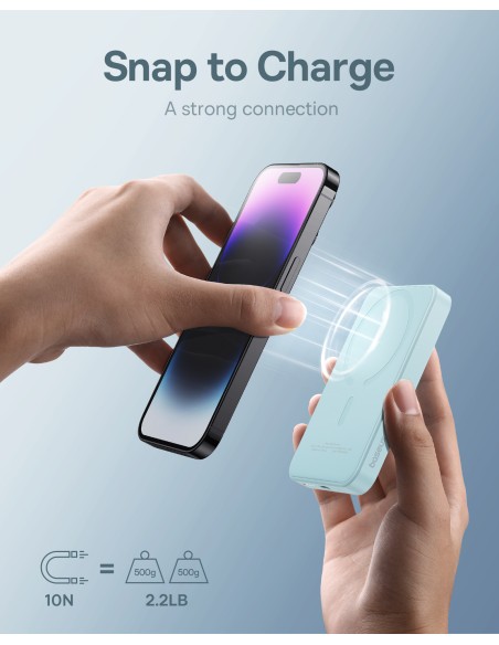 
Mini maitinimo blokas 5000mAh 20W + USB-C laidas 20V / 3A mėlynas
