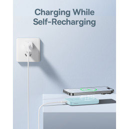 
Mini maitinimo blokas 5000mAh 20W + USB-C laidas 20V / 3A mėlynas
