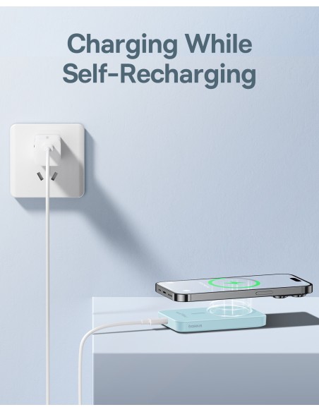 
Mini maitinimo blokas 5000mAh 20W + USB-C laidas 20V / 3A mėlynas
