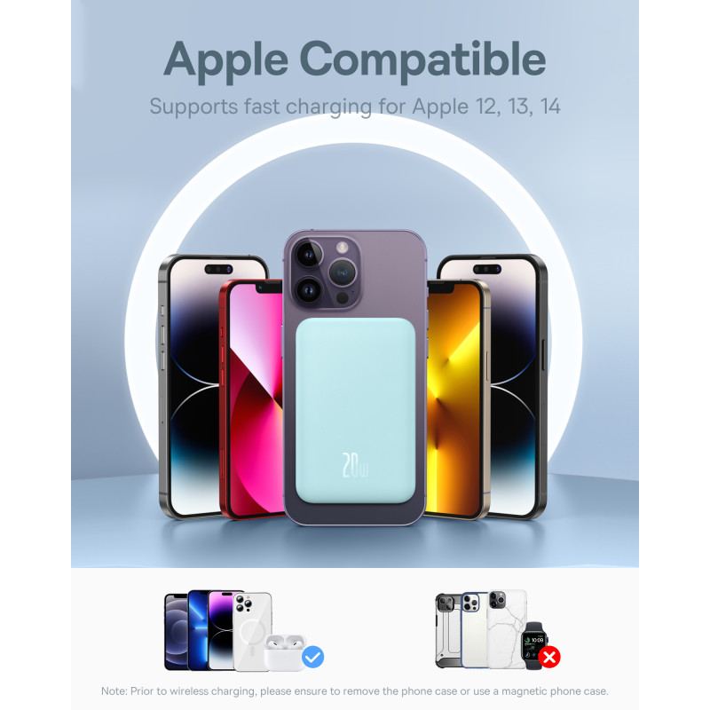 
Mini maitinimo blokas 5000mAh 20W + USB-C laidas 20V / 3A mėlynas
