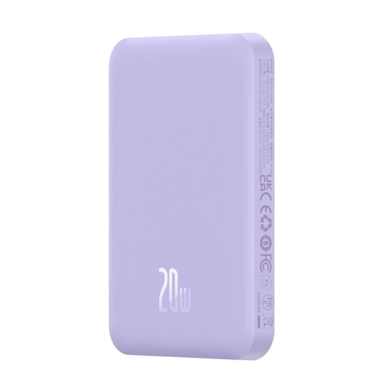 
Mini maitinimo blokas 5000mAh 20W + USB-C laidas 20V / 3A violetinė
