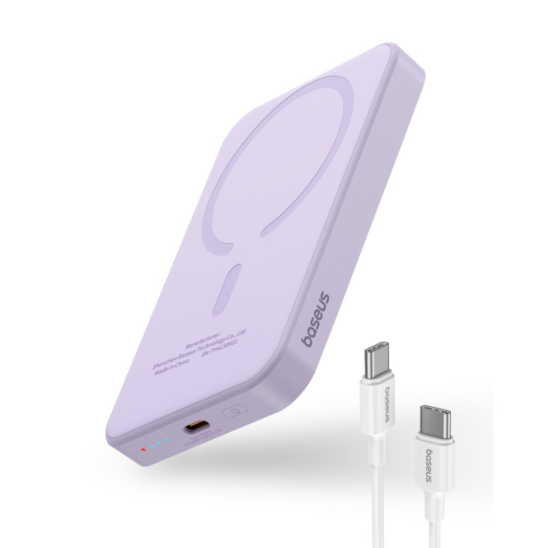 Mini maitinimo blokas 5000mAh 20W + USB-C laidas 20V / 3A violetinė