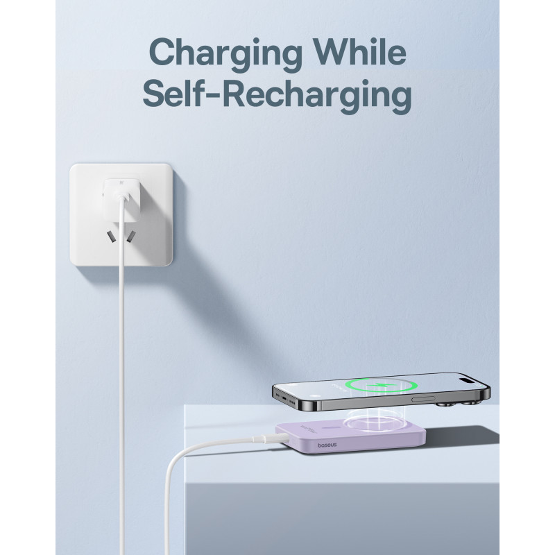 Mini maitinimo blokas 5000mAh 20W + USB-C laidas 20V / 3A violetinė