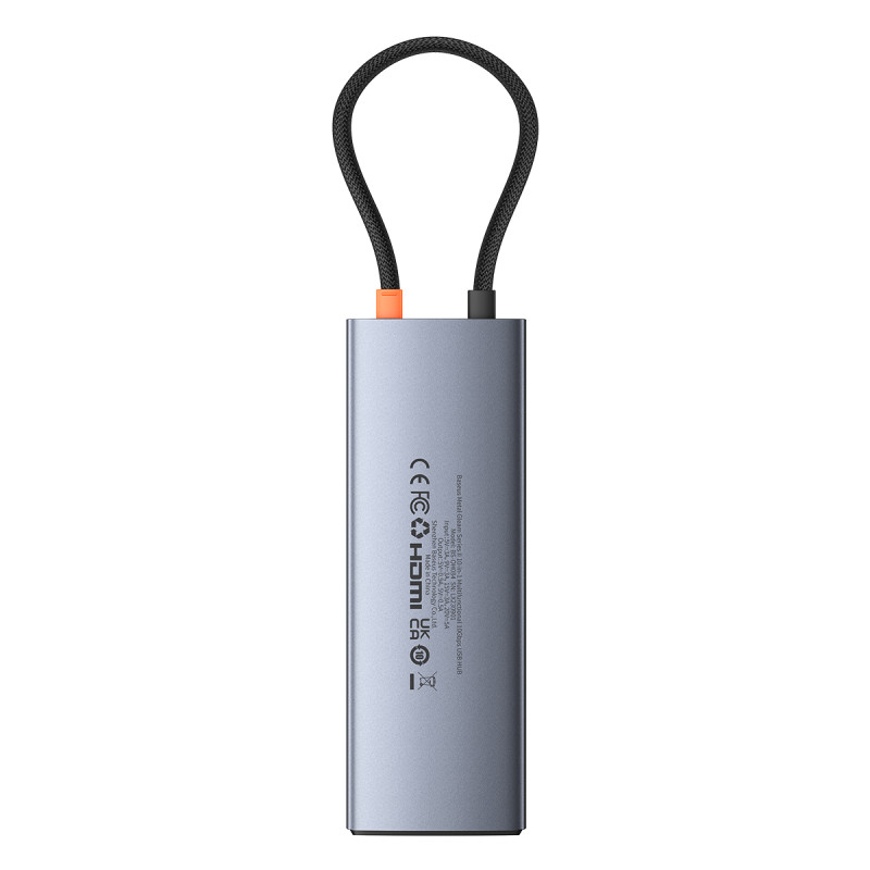 11in1 HUB adapteris USB-C prie USB-C PD USB-C 3x USB-A HDMI AUX RJ-45 SD TF pilka