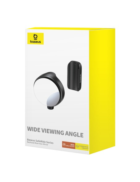 
SafeRide plataus kampo galinio vaizdo veidrodis su apsauginiu plaktuku, juodas
