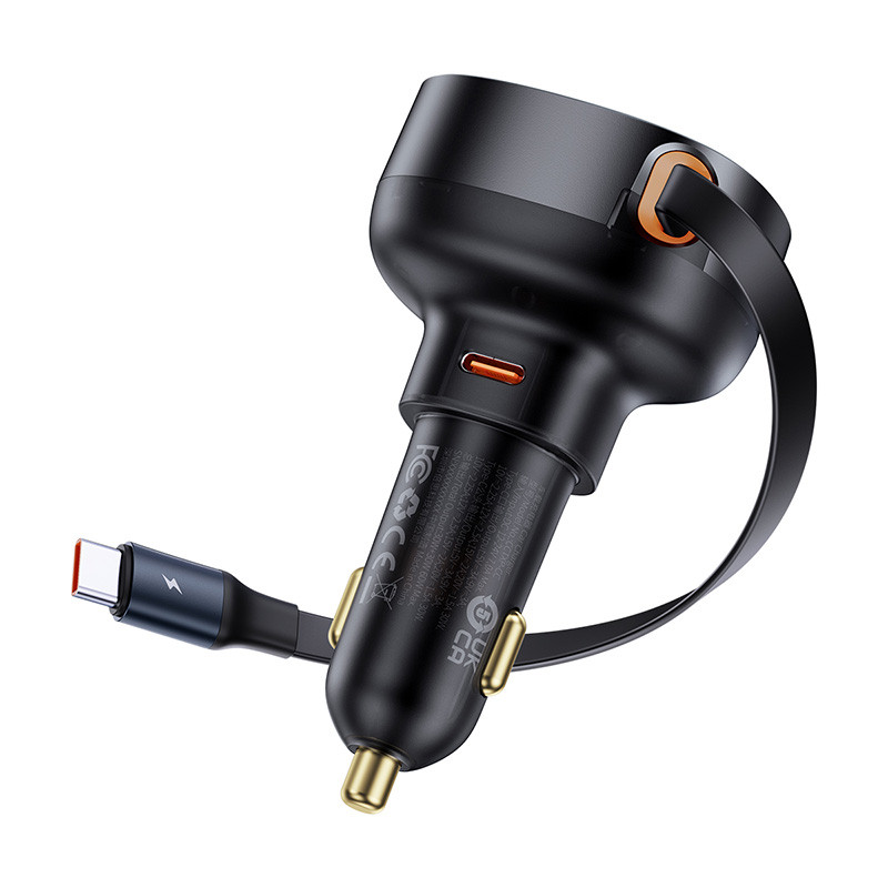 
Enjoyment Pro automobilinis įkroviklis su ištraukiamu USB-C laidu 60W, juodas
